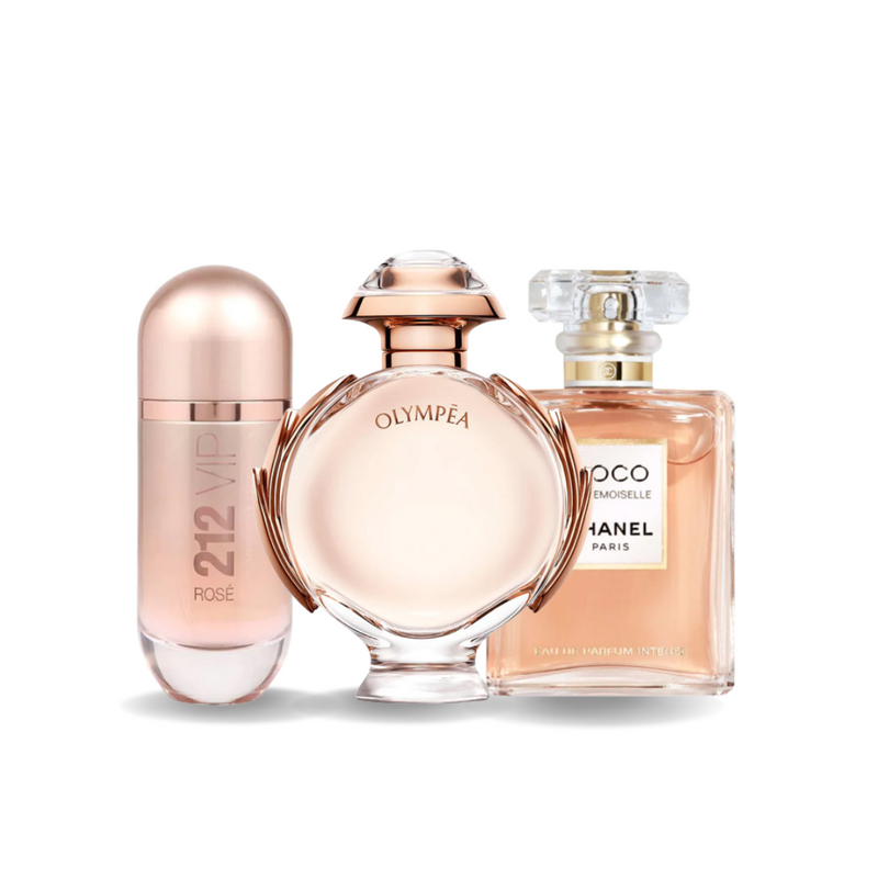 Combo: Carolina Herrera Good Girl, Chanel Nº5 y Paco Rabanne Fame - Perfumes Femininos de Luxo a Preços Imbatíveis.