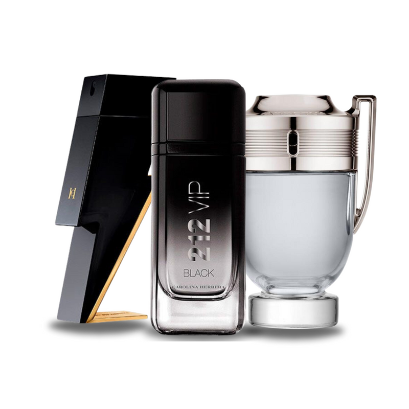 Combo: Carolina Herrera Bad Boy, Carolina Herrera 212 VIP Black y Paco Rabanne Invictus 100ml - Perfumes de Lujo para Hombre a Precios Imbatibles.