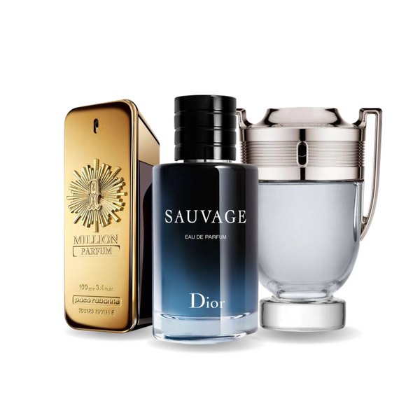 Combo: Paco Rabanne One Million, Dior Sauvage y Paco Rabanne Invictus - Perfumes Masculinos de Luxo a Preços Imbatíveis.