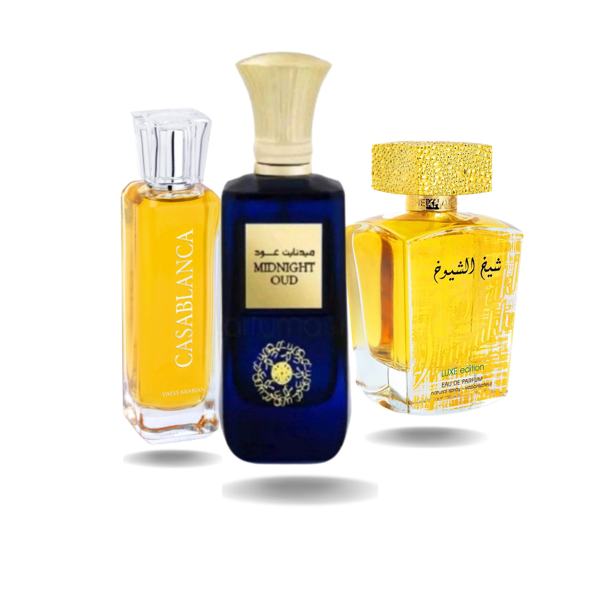 Combo: Casablanca, Midnight Oud y Sheikh Al Shuyukh